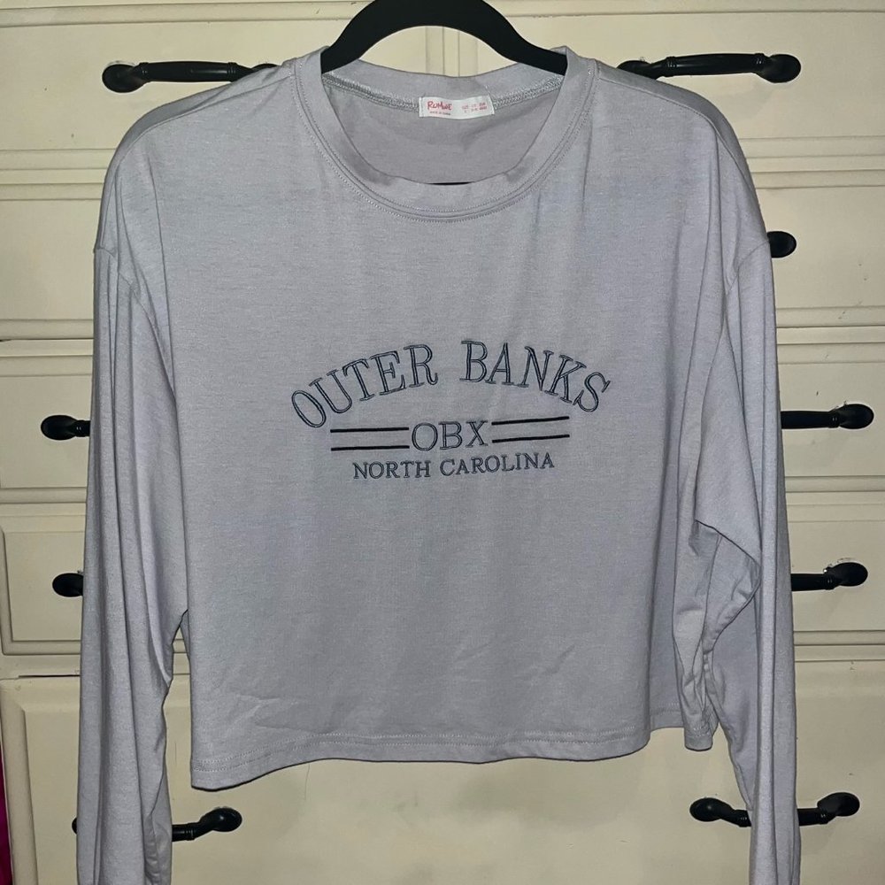 embroidered OBX crop top